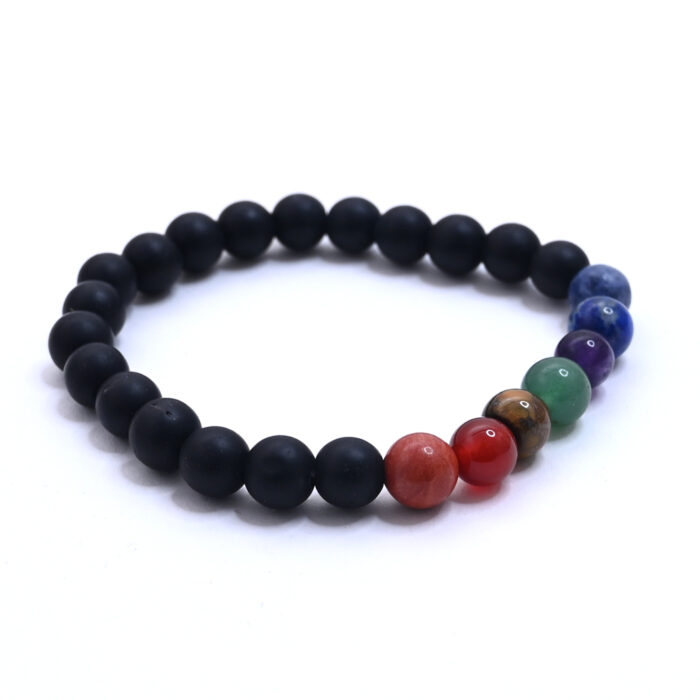 Matte Black Seven Chakra Bracelet