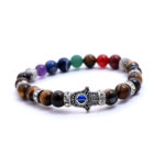 Tiger Eye Seven Chakra Hamsa Bracelet