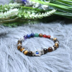 Tiger Eye Seven Chakra Hamsa Bracelet