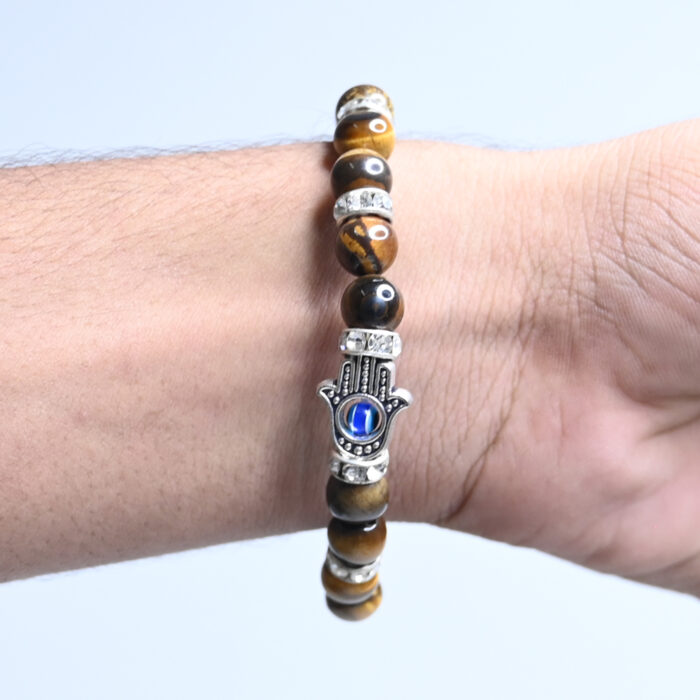 Tiger Eye Seven Chakra Hamsa Bracelet