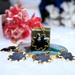 Black Obsidian Flower Pendant Electroplated